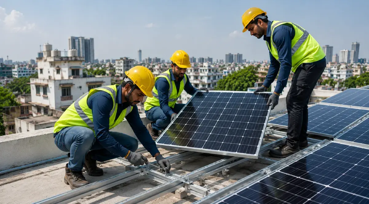 House with rooftop solar panels