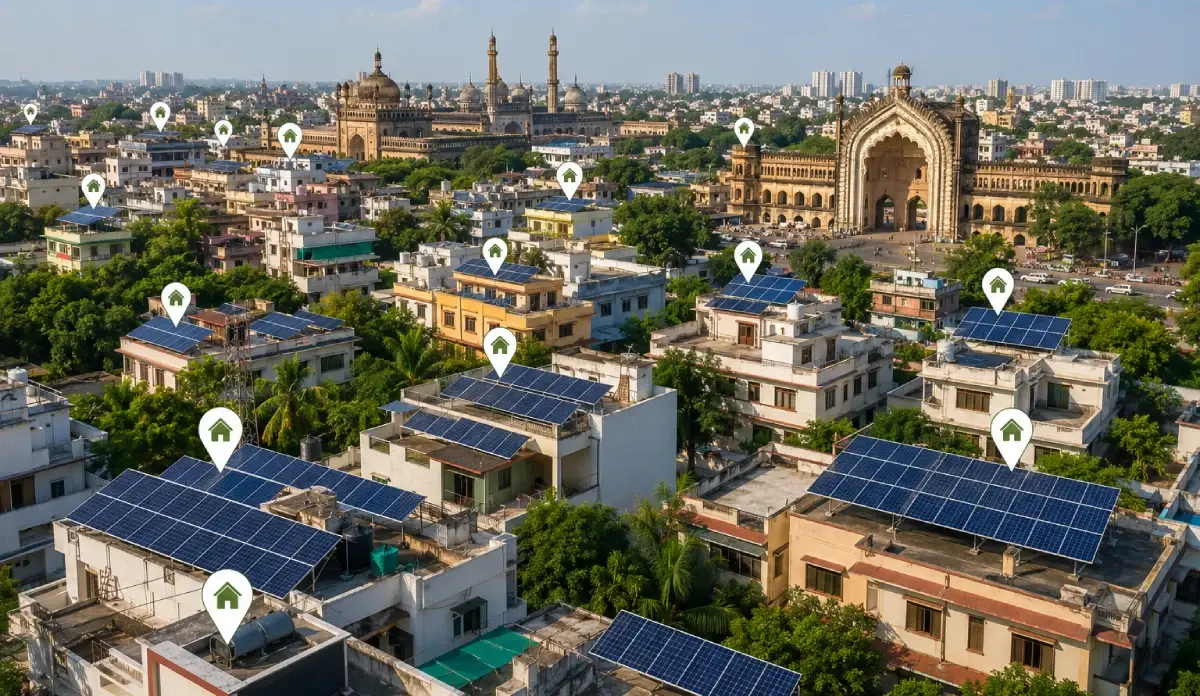 Nature Grid Energy service areas Solar panels installed in a residential area